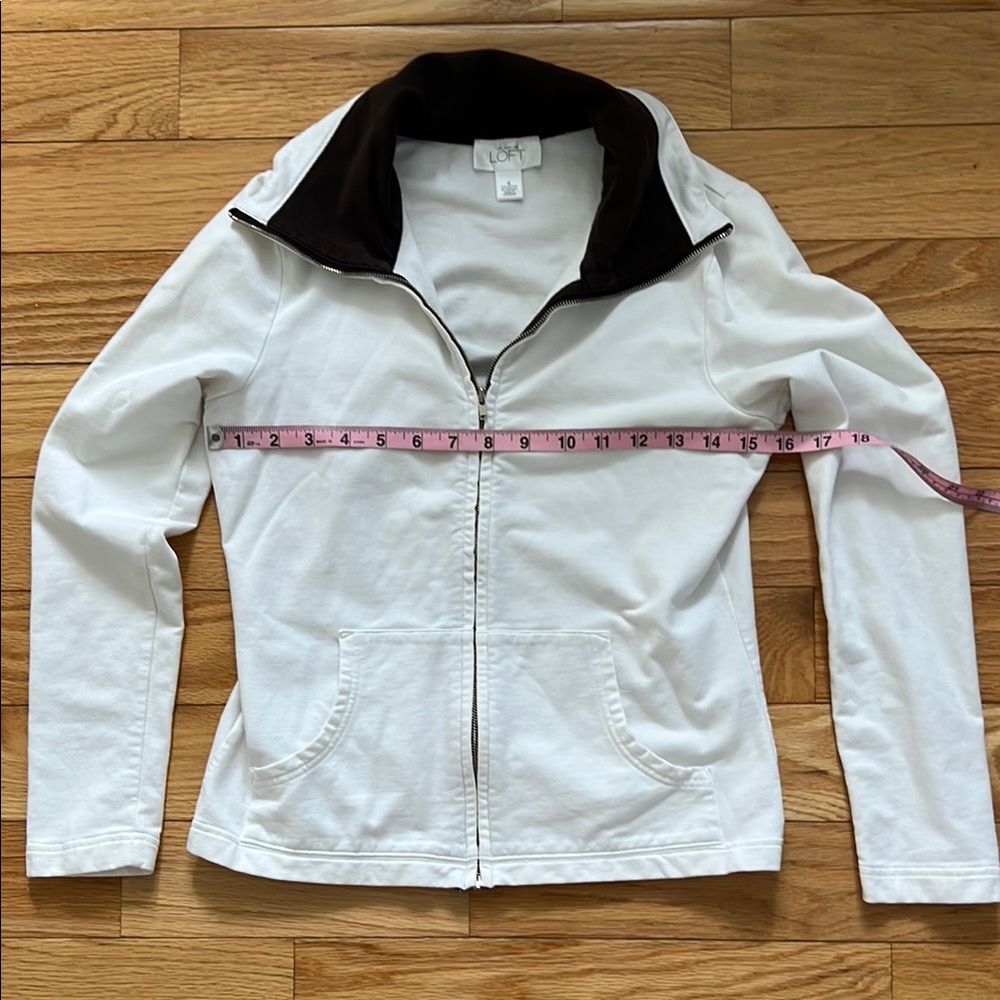 LOFT White and Zip Up Sweater/Jacket with Sporty Design